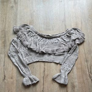 Pre-loved LoveShackFancy Cropped off shoulder crochet sweater M